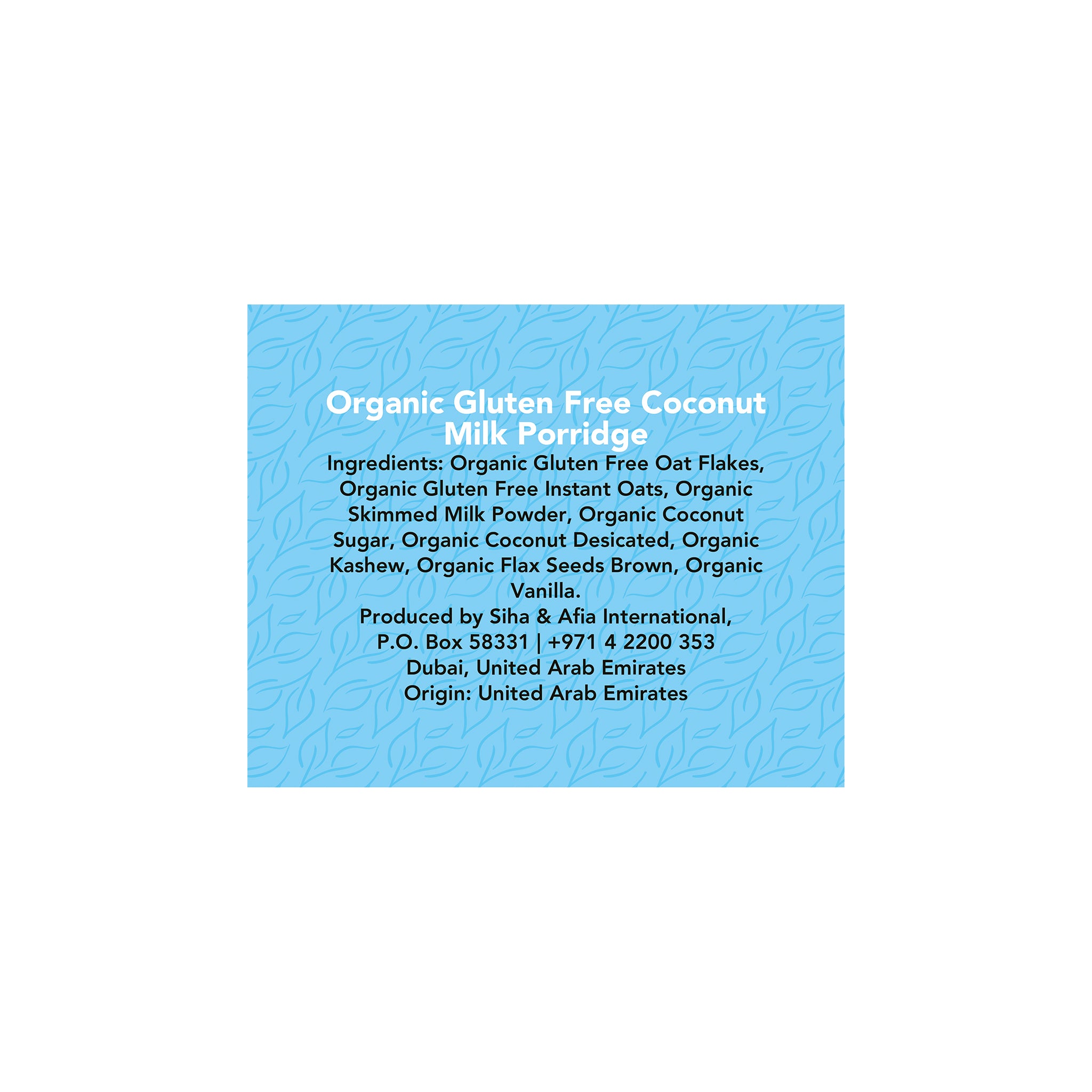 Organic Gluten Free Coconut Milk Porridge