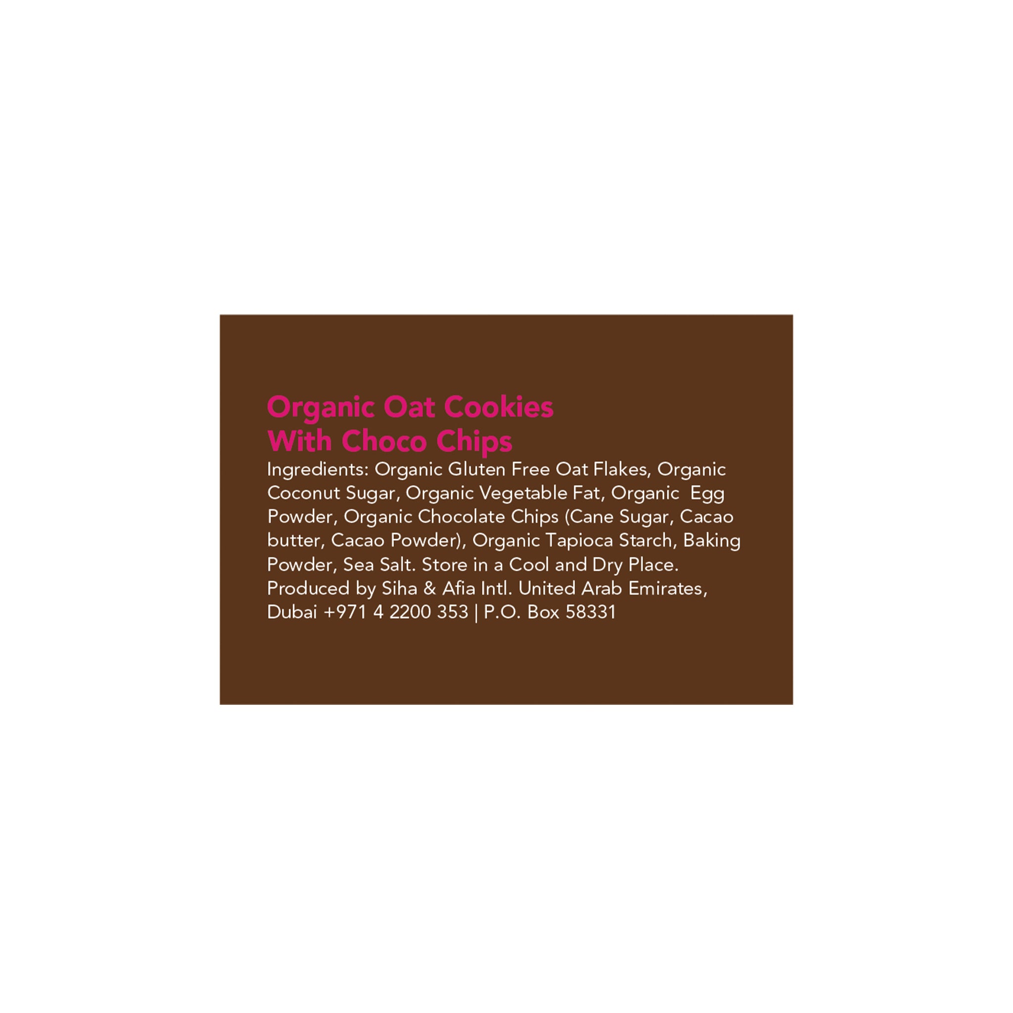 Organic Gluten Free Oat Cookies with Choco Chips