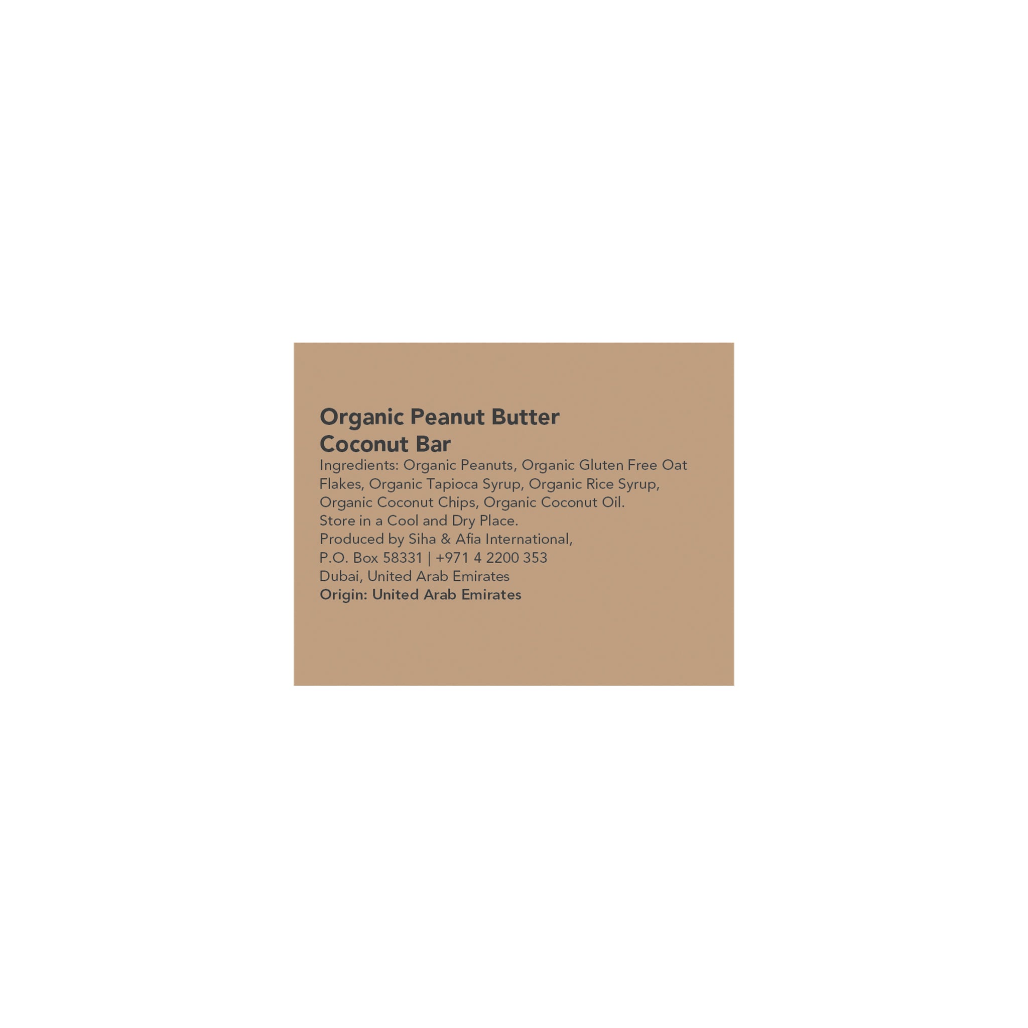 Organic Peanut Butter Coconut Bar