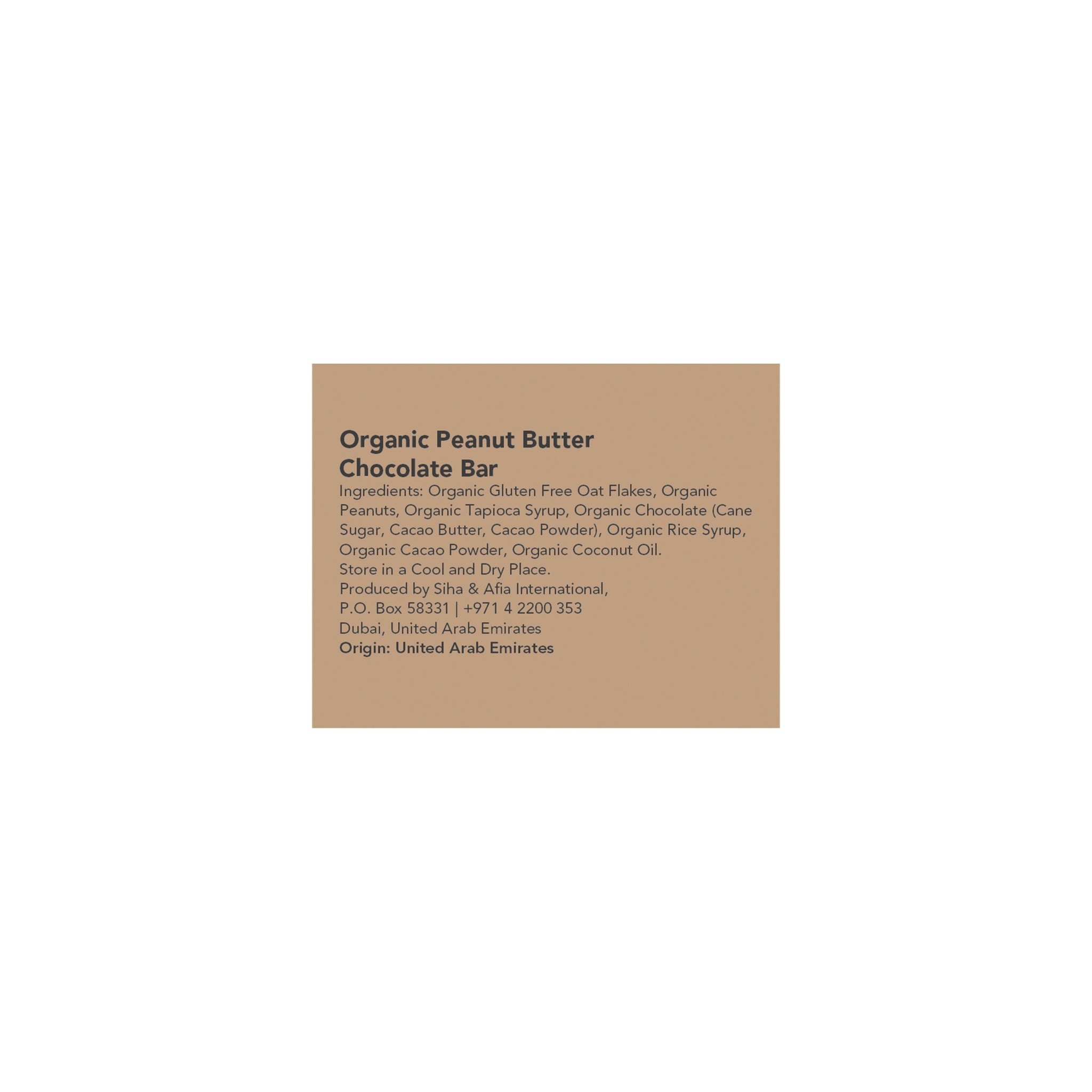 Organic Peanut Butter Chocolate Bar