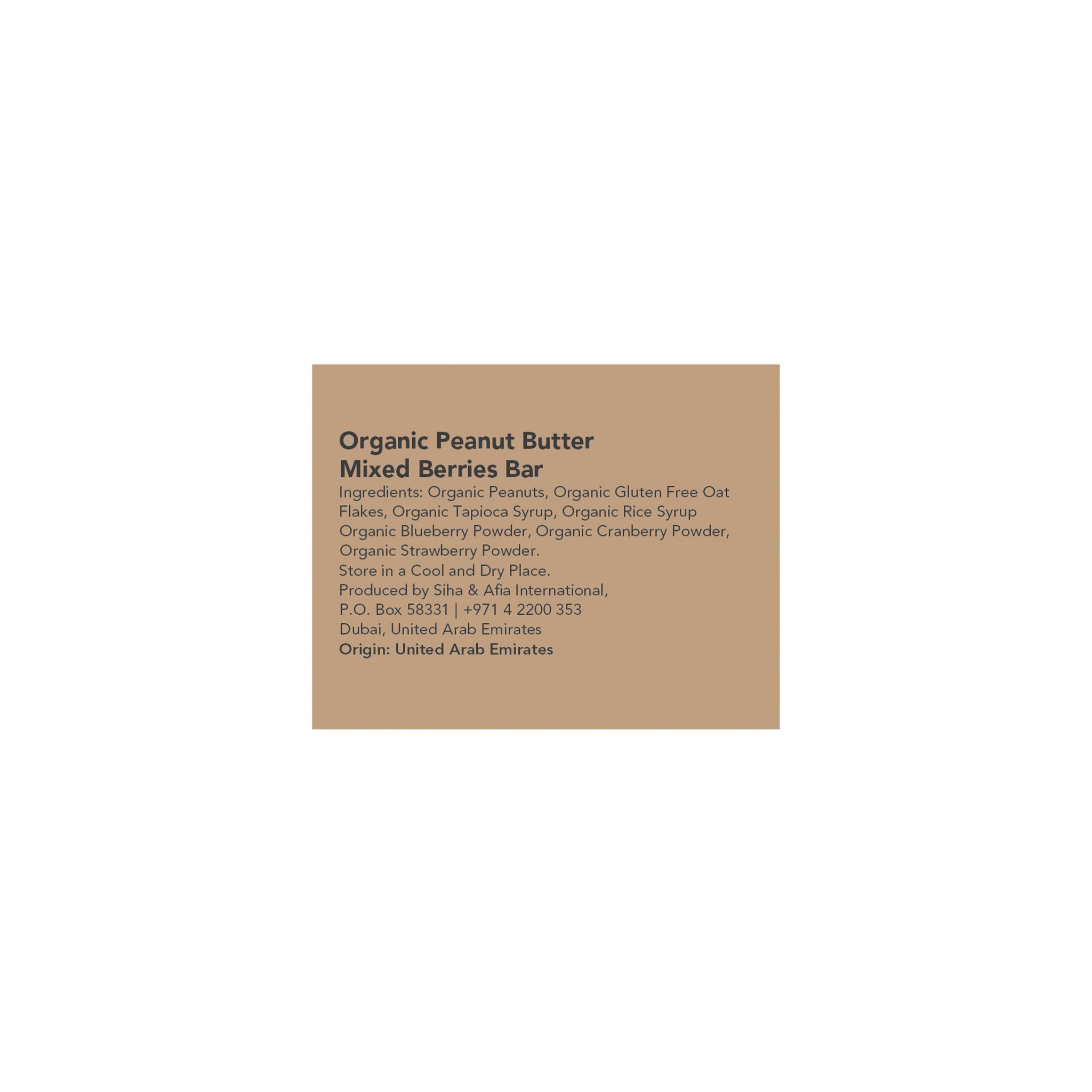 Organic Peanut Butter Mixed Berries Bar